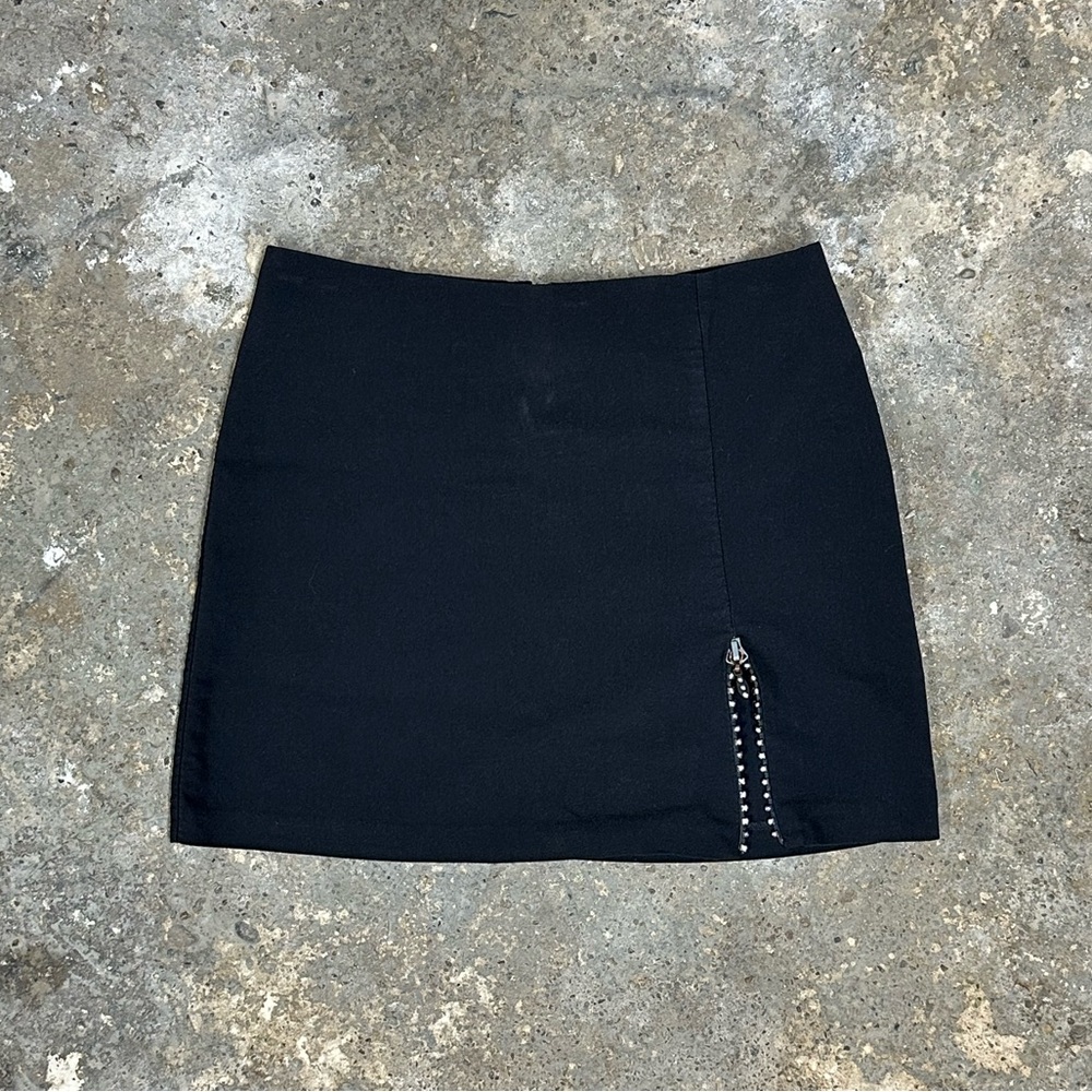 Seduction Black Diamond Zipper Mini Skirt